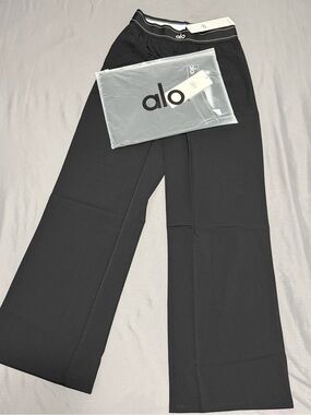 ALO Yoga Kids Black Wide-Leg Active Pants with Logo Waistband